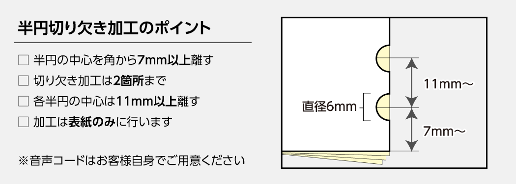 半円切り欠き加工
